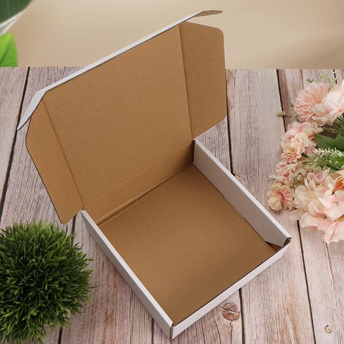 RLAVBL 30 Pack 7x7x2 Shipping Boxes, White Corrugated Cardboard Mailer Box for Packing Mailing Small Business