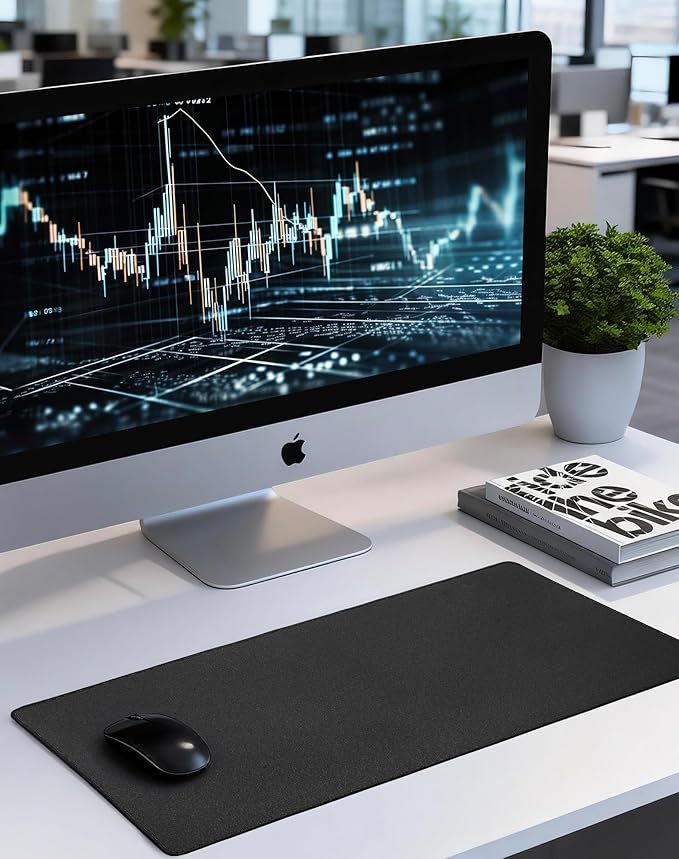 ALOANES Black Waterproof Desk Mat, Large Mouse Pad with Extended Mouse Mat, with Anti Slip Base, Stitched Edge, Grain Jacquard Surface, Perfect for Gamer, Office & Home, XXL 11.81''x31.50''x0.12''
