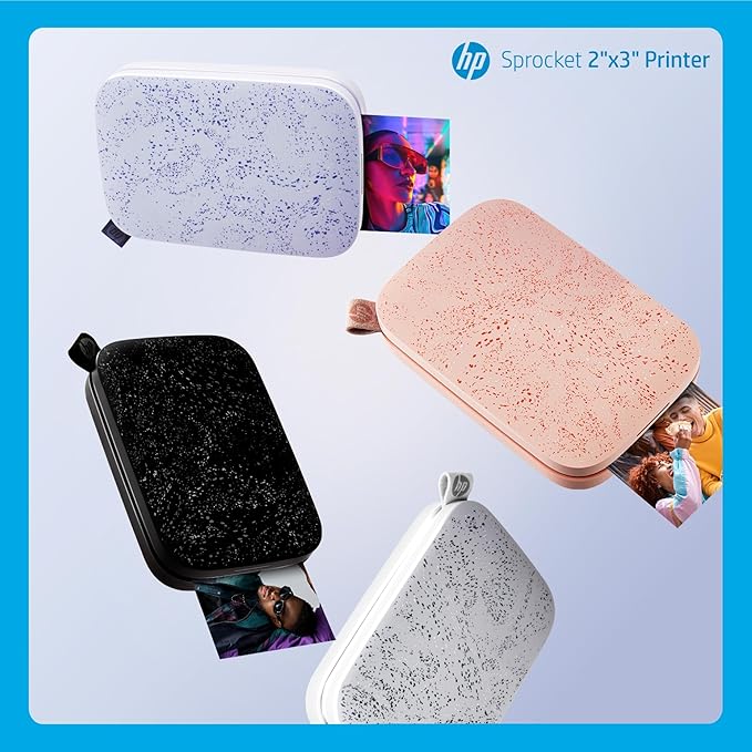 HP Sprocket Portable 2x3 Inch Instant Photo Printer (Black Noir) Print Pictures on Zink Sticky-Backed Paper From Your iOS & Android Device