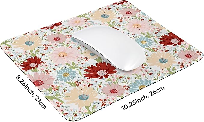 Premium Stitched Mouse Pad 10.2 x 8.3 in | Smooth, Washable Desk Mat with Non-Slip Base | Personalized Cute MousePads for Gaming,Work,Laptop, Computer, Office, Home (Colorful Daisy)
