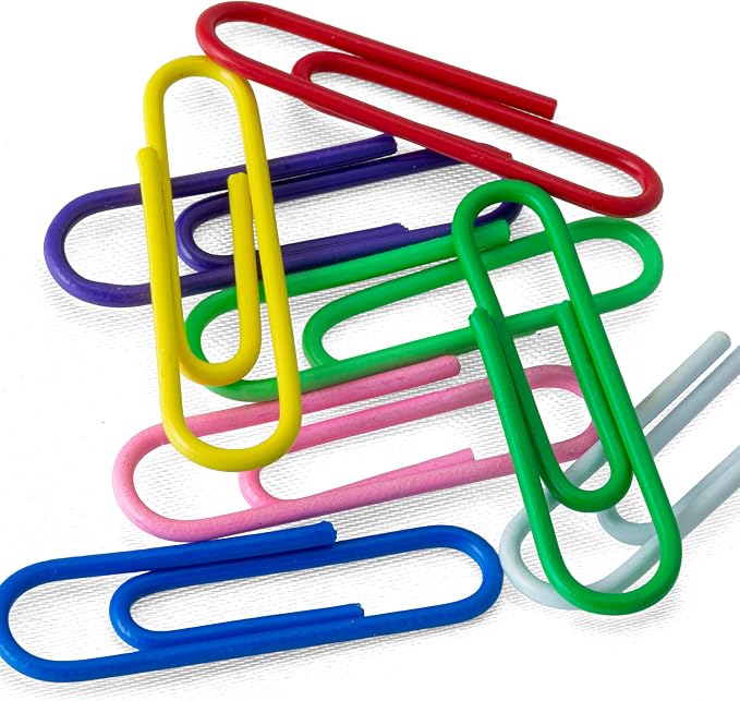 Officemate Vinyl Coated #2 Paper Clips, Assorted Colors, Tub of 1000 (97634)