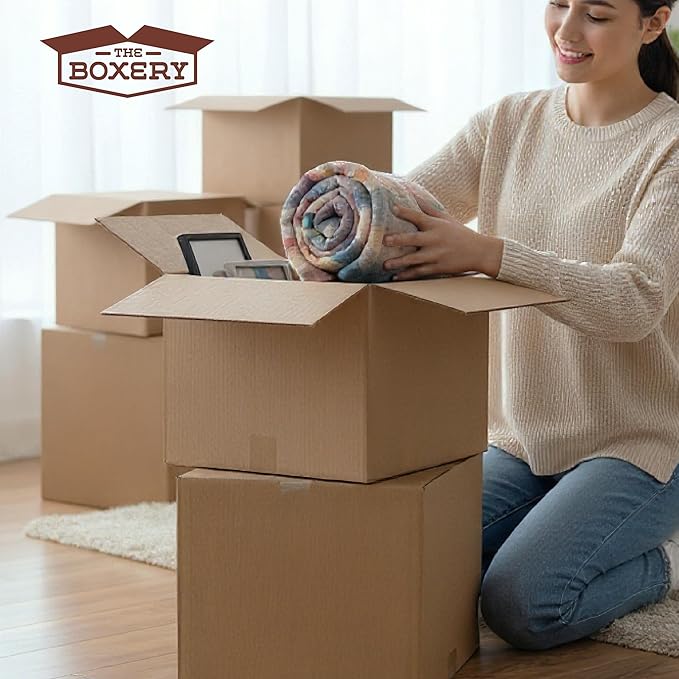 The Boxery Cube 7 x 7 x 7-inch Corrugated Cardboard Boxes, Small | Pack of 25 for Shipping, Moving, and Storage, Curbside Recyclable, Strong Wholesale Bulk Boxes