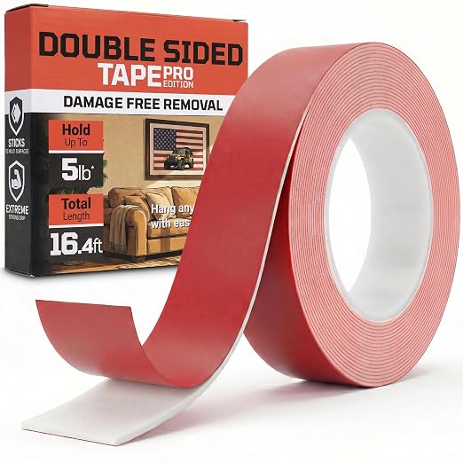 TOOLTROOPERS Wall-Safe Double-Sided Mounting Tape - Heavy-Duty 2-Sided Adhesive Tape - Damage-Free Removal, No Residue - Easy-Peel Liner for Home, Office, DIY, Posters & Signs – 16.4 ft Roll (White)