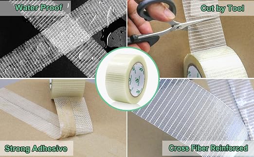 BOMEI PACK 30Rolls Reinforced Packing Tape, Bi Directional Filament Strapping Tape 2 inch x 30yds x 6.7Mil