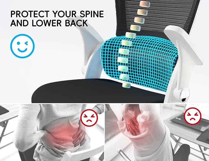 TRALT Office Chair - Ergonomic Office Chair with Back Support for Adults | Home Office Desk Chair with Lumbar Support - Ergonomic Mesh Chairs 330 lb Wide Seat for Work,Office, Gaming(White Black)