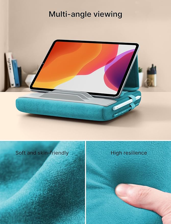 JSAUX Tablet Pillow Stand, Tablet Stand Holder Dock for Lap, Bed and Desk Compatible with iPad Pro 11 10.5 9.7 10.2 Air Mini, Kindle, Tablets, Phones, E-Reader, Books and More 4-10.9'' Devices Green