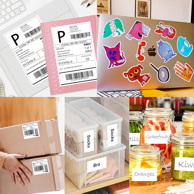 1" x 2 5/8" (200 Sheets) Address Labels Sticker Paper for Laser/Ink Jet Printer, Printable and Writable White Sticker Label- Matte, 30 per Page Label (Total 6000 Labels)