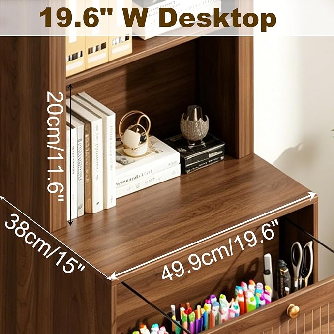 64.8"H Arched 2 Drawer File Cabinet, Farmhouse Vertical Cabinet with Lock | Vertical Filing Cabinet Fits Letter,Legal,A4 Hanging Folders,with Printer Stand Storage Bookshelf for Home Office,Living Room