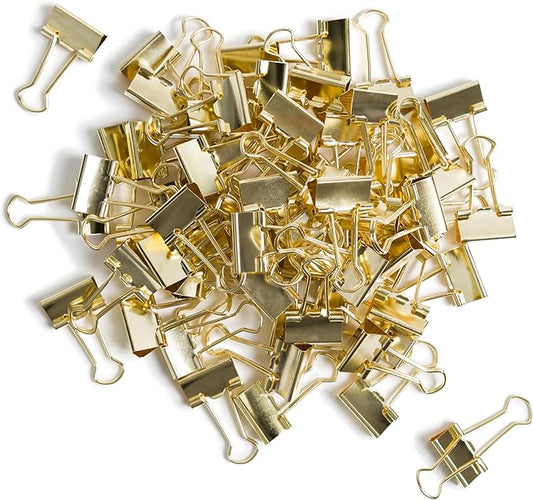 U Brands Binder Clips, 72-Count, 3/4 Inch, Mini Paper Clamps, Gold