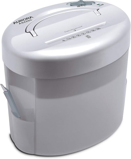 Aurora AS420C Desktop-Style Cross-Cut Paper Shredder, 4-Sheet Crosscut Desktop
