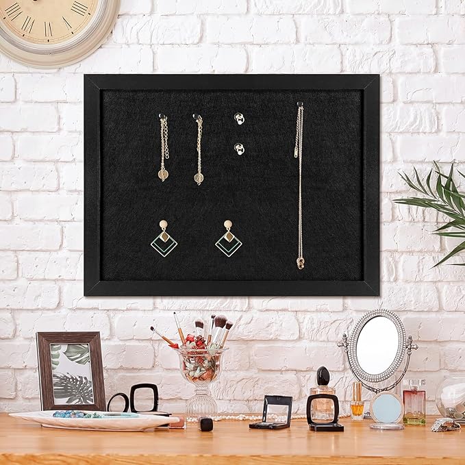 TORASO Cork Board Bulletin Board, 13" X 17" Cork Boards for Walls with Pins, Eye Bolts, gaskets, Screws, Pin Board for Office, School and Home (BK,33x43cm,1p)