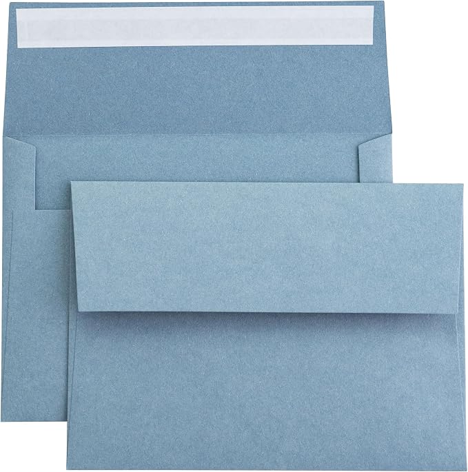 PONATIA 5x7 Envelopes, Dusty Blue Self Seal A7 Envelopes | Envelopes for Weddings Invitation Cards, Photos, Postcards, Greeting Cards Mailing, Baby Shower, Christmas Cards