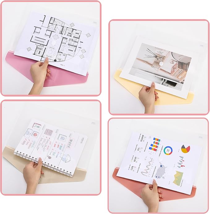 Mr. Pen- Clear Plastic Envelopes, 10 Pack, A4, Letter Size, Colorful, Clear Folders for Documents Plastic Envelopes for Documents