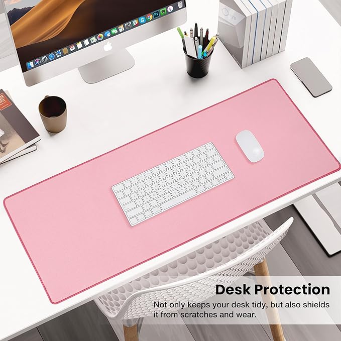 ALOANES Waterproof Mouse Pad with Durable Stitched Edge, XXXL Gaming Keyboard Pad, Non-Slip Rubber Base Mouse Mat, Extended Desk pad for Gamer, Office & Home, Dark Rose Mousepad 35.4"x 15.7"x 0.12"
