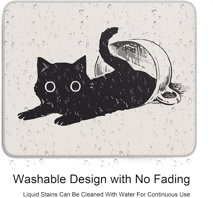 Cute Black Cat Mouse Pad,Kawaii Anime Cat Mouse Pads for Wireless Mouse Desk Accessories,10"X8" Travel Mousepad with Non-Slip Rubber Base, Stitched Edge Mouse Pads for Desk,Computers,Laptop,Office