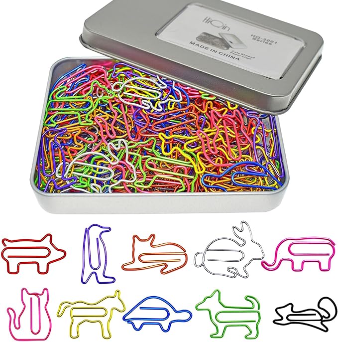 Cute Paper Clips Animal Shaped Paperclips, Fun Office Desk Accessories 100 PCS