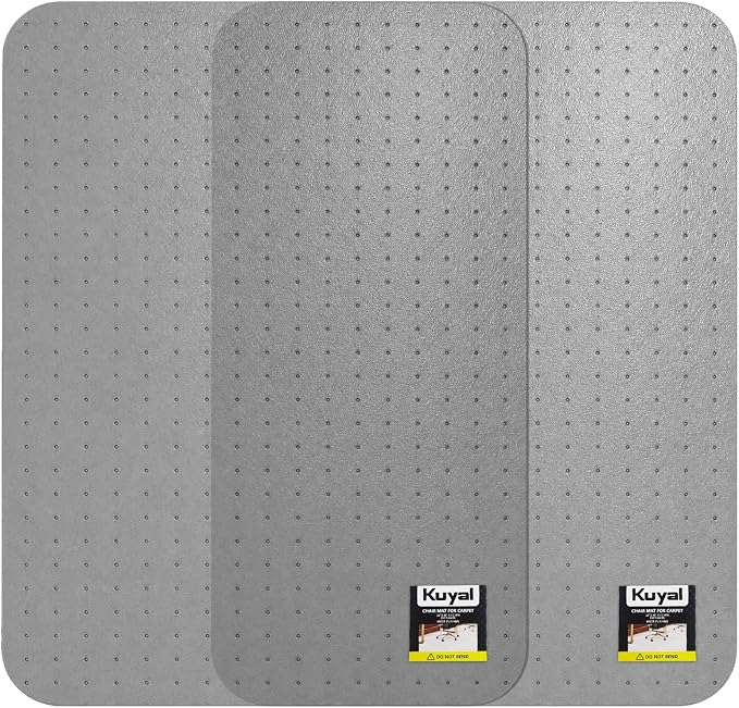 Kuyal Office Chair Mat for Carpet, Set of 2, Heavy Duty Computer Chair Mat | 36''x48'', Under Desk Protector Carpeted Floors Mat, Easy Chair Movement,Ship Flat, Gray