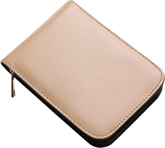 PU Leather Fountain Pen Case Roller Ball Pen Dispaly Holder Bag Pouch Beige 12