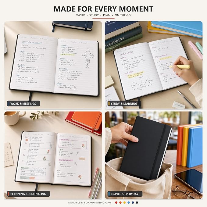 Hardcover-Journal-Notebooks, A5 Lined Journals Notebook for Writing 200 Pages, 8.2 x 5.5 inch, Classic Ruled Notebooks for Work/Travel/College (Light Blue- 1 Pack)