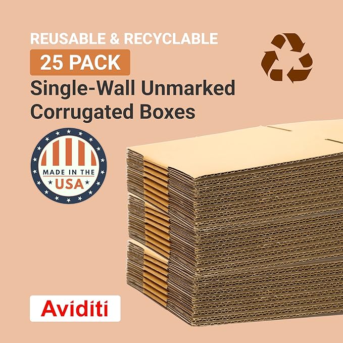 BOX USA Shipping Boxes Medium 15"L x 10"W x 10"H 25-Pack - Corrugated Cardboard Box for Moving, Mailing, Packing, Packaging and Storage