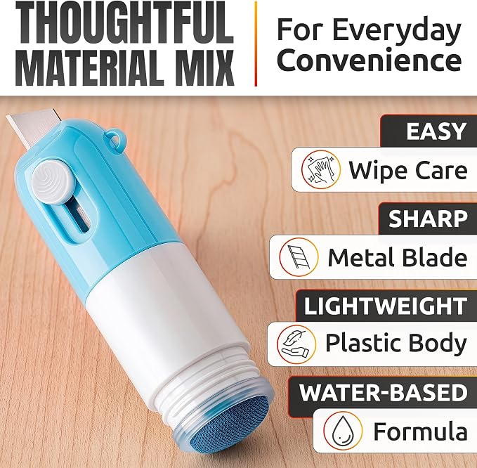 3 Pcs Water-Based Thermal Paper Eraser Pen with Mini Box Cutter Knife - Thermal Label Eraser, Liquid Redacting Marker for Covering Thermal Print on Receipts, Shipping Labels & Bills Privacy Protection
