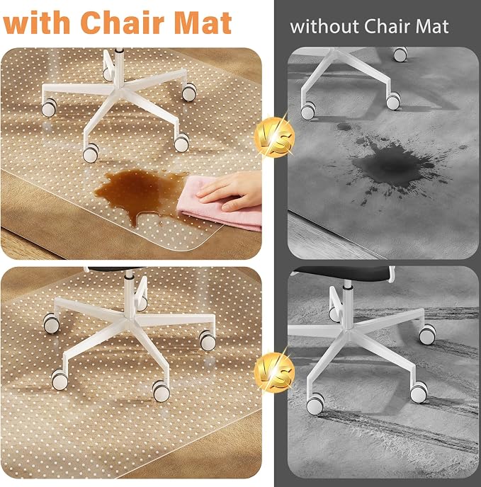 Office Chair Mat for Carpet, 36" x 48" Clear Desk Chair Mat | Heavy Duty Plastic Floor Protector for Low Pile Carpet, Smooth Easy Glide Under Desk for Office or Home