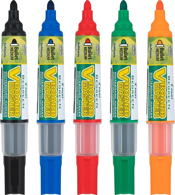 Pilot V Board Master Assorted Medium Bullet Tip 10-Pack + 5 Refills Bundle