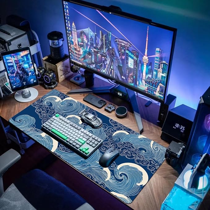 Desk Mat Mouse Pad Gaming Desk Pad XL Large Mouse Mat Office Decor Accessories (Blue B)
