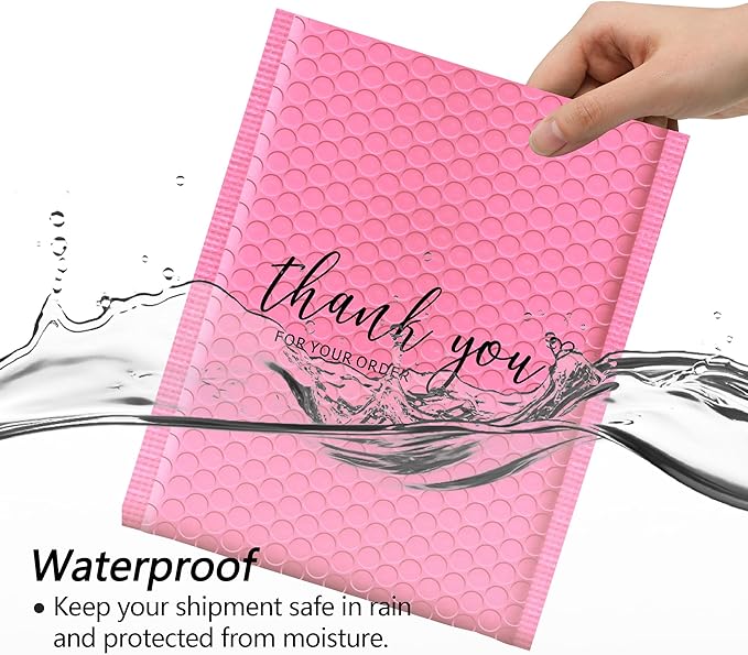 JinRuiKJ Bubble Mailers 4x8" 50 Pack, Padded Envelopes, Strong Adhesion Padded Mailers, Cushioning Padded Shipping Envelopes for Jewelry, Makeup - Pink