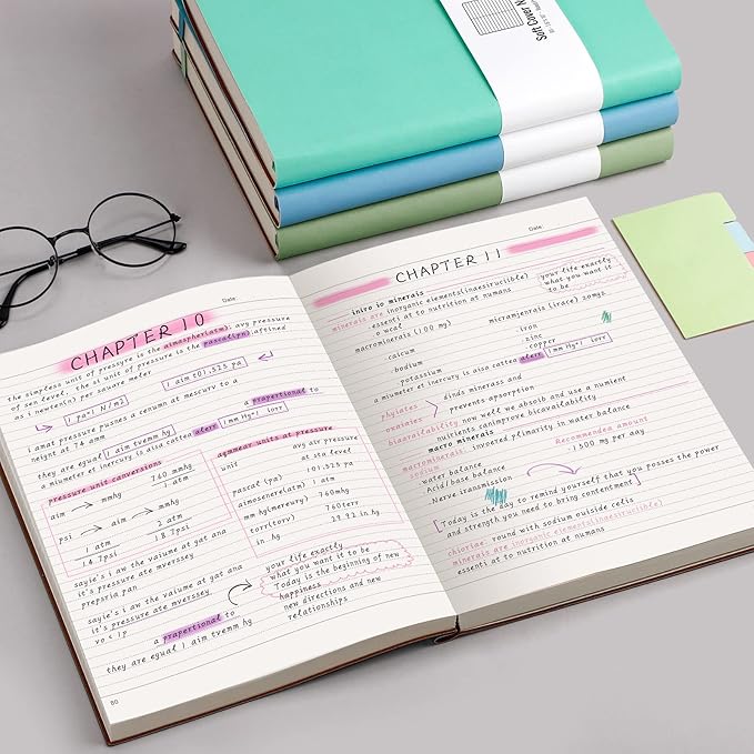AHGXG Lined Journal Notebook - 320 Numbered Pages Leather Journal for Women, 100gsm Thick College Ruled Paper, Large B5 Softcover Journal for Writing Work School, 7.6'' X 10''-LightGreen