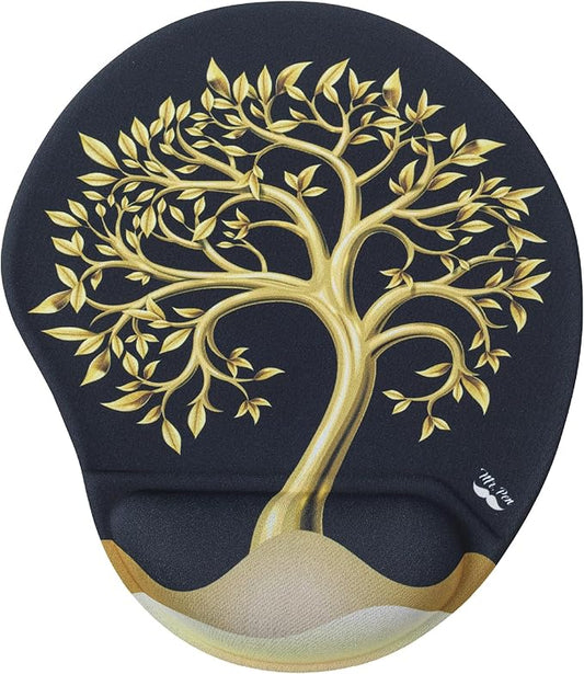 Mr. Pen- Ergonomic Mouse Pad with Wrist Rest, Golden Tree Design, Breathable Fabric with Memory Foam Cushion, Non-Slip Rubber Base, Gel Mouse Pad with Wrist Support
