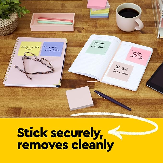 Post-it Notes, 3x3 in, 6 Pads, America's #1 Favorite Sticky Notes, Canary Yellow, Clean Removal, Recyclable (630-6PK)