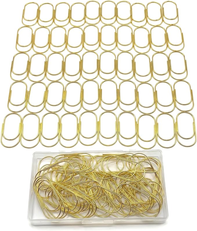 Jumbo Gold Paper Clips Heavy Duty Paperclips, 2 Inch, 100 Pcs | Large Size, Heavy Duty, Rust Resistant, Smooth Finish No Snag, Office Wedding Invitations Planner Home Use