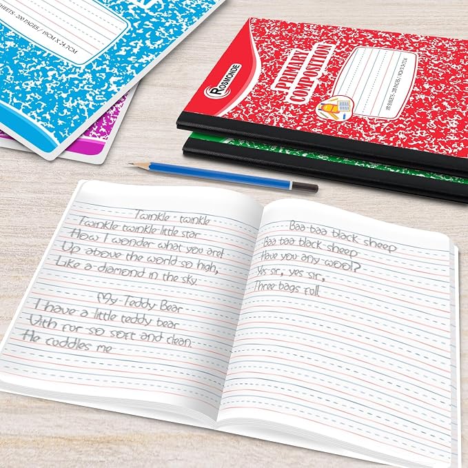Composition Notebooks Bulk, 5000 Pack, Primary Ruled, Color Marble | Bulk Notebooks for Grades K-2, 200 Pages/100 Sheets, 9-3/4 x 7-1/2, School Districts, Wholesale Purchasing, 4-7 Days Transit