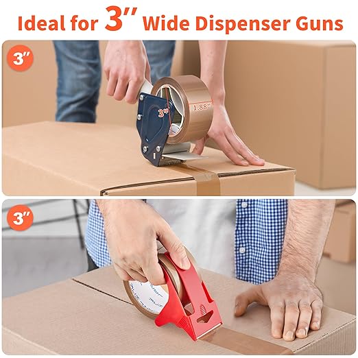 JARLINK 12 Rolls Brown Packing Tape with Dispenser, Heavy Duty Packaging Tape Refills for Shipping Packaging Mailing, 2.6mil Thick, 1.88 inches Wide, 55 Yards Per Roll, 660 Total Yards