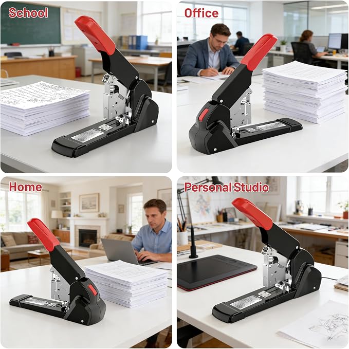 AFMAT Heavy Duty Stapler, 210 Sheet Staplers for Desk with 7000 Staples, Jam-Free, 50000+ Uses, 60% Reduced Effort, Easy Reload, Adjustable Paper Guide, Large Metal Manual Office Staplers, ES15