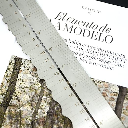 Stainless Steel Metal Paper Tearing Ruler Craft Ruler for Cutting Paper to Wavy Line Jagged and Irregular Edges 12'' Measuring Tool for Engineering School Office Architect and Drawing