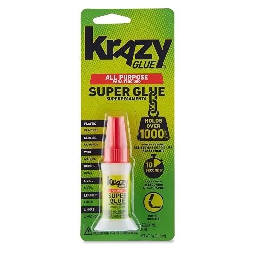 Krazy Glue All Purpose Brush-On Superglue, 5 g, 6 Count, Quick Dry, No-Clog Adhesive for Ceramic, Plastic, Wood, Glass, Porcelain, Metal, Leather & More, Clear, Holds Over 1000 Lbs*
