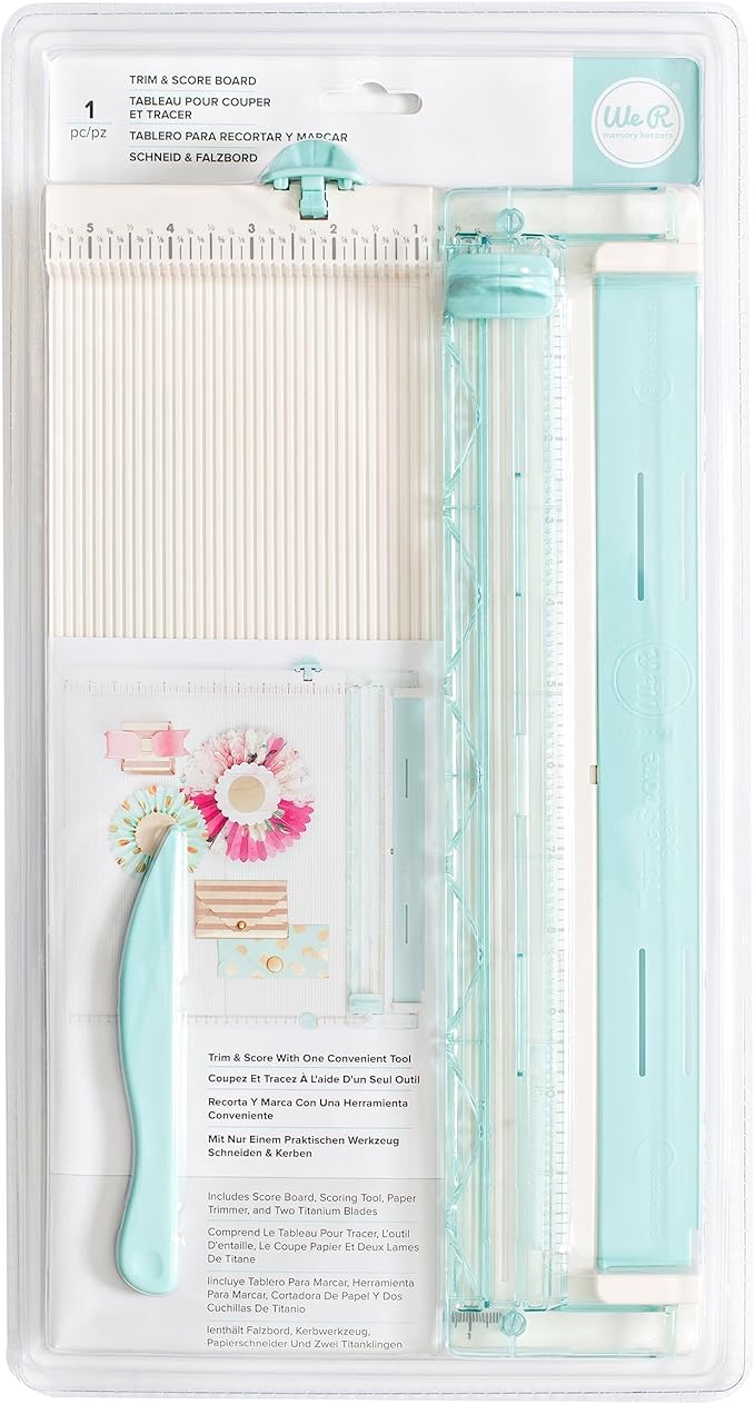 We R Memory Keepers Trim & Score Board (71337-1), 12x12 Board with Scoring Tool and Two Titanium Blades (71338-8), Great for Scrapbooking, Card Making, Paper Crafts