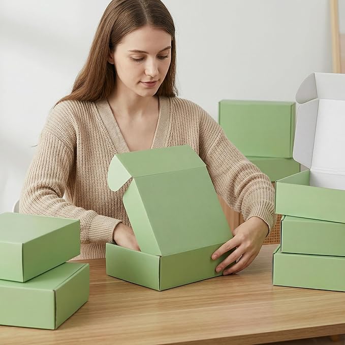 12x9x4 inch Shipping Boxes Set of 6 Green, Inner Size 11.6x8.6x3.6 inch Cardboard Box Mailers for Small Business Packaging Mailing or Gift Wrapping Giving