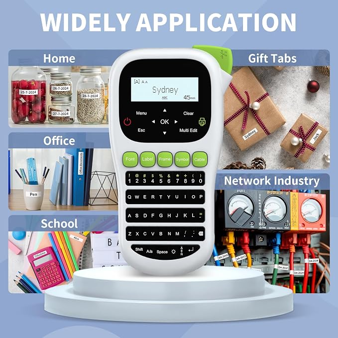 H1100 Label Maker, Labeler Machine with 4 Tapes 12mm Laminated | Backlit Handheld Labeling Maker, Portable Label Printer for Home, Waterproof Removable Freezer Food-Labels for Jar/Containers