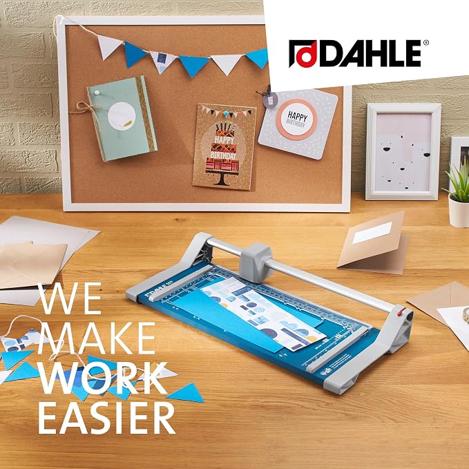 Dahle 507 Personal Rotary Trimmer, 12" Cut Length, 7 Sheet Capacity, Self-Sharpening, Automatic Clamp, German Engineered Paper Cutter