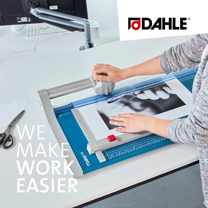 Dahle 552 Professional Rotary Trimmer, 20" Cut Length, 20 Sheet Capacity, Self-Sharpening, Dual Guide Bar, Automatic Clamp, German Engineered Paper Cutter