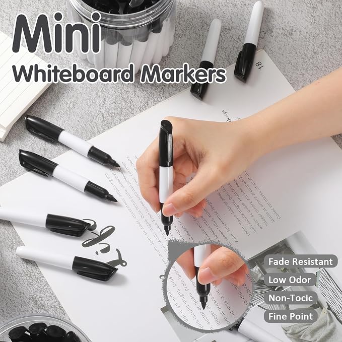 Ctosree 160 Pcs Mini Dry Erase Markers for Nurses Badge Small Markers | Back to School, Erasable Whiteboard Markers, with Cap Clips, Low Odor Dry Erase Pens, Office Classroom Supplies
