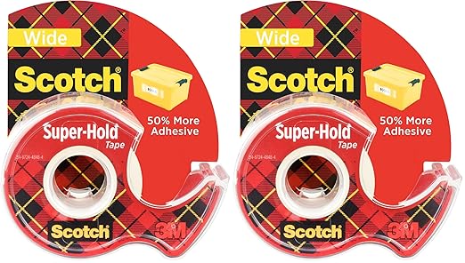 Scotch Super-Hold Wide Tape, 1 Roll, 50% More Adhesive, Trusted Favorite, 1.5 x 650 in (198W) (Pack of 2)