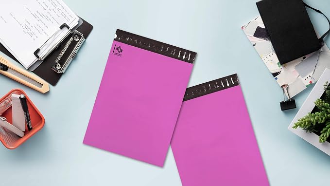 Poly Mailer Envelopes Shipping Bags Self Adhesive Waterproof Bags (Pink) (B125), 12 x 15.5 / 100pc (Pack of 2)