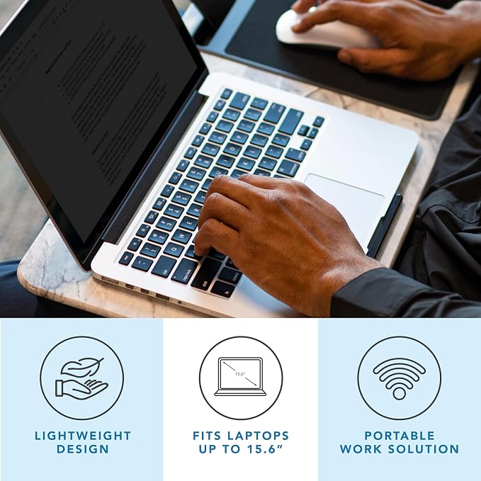 LAPGEAR Home Office Lap Desk with Device Ledge, Mouse Pad, and Phone Holder - White Marble - Fits Up To 15.6 Inch Laptops - Style No. 91501 | Built-In Mouse Pad & Phone Slot, Integrated Device Ledge, Dual-Bolster Microbead Cushion, Carry Handle