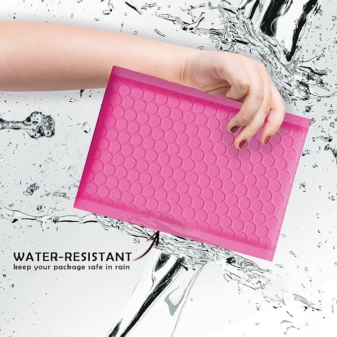 Yens Color Bubble Mailers, Self-Sealing Padded Shipping Envelopes, Water-Resistant, Multiple Colors, for E-commerce and Business Mailing (Hot Pink, 6x10-50 pcs)