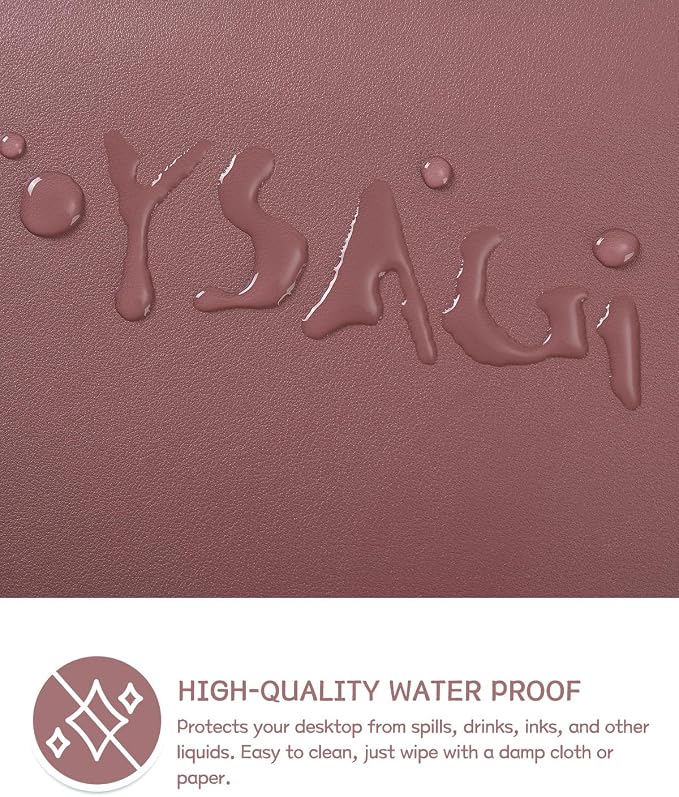 YSAGi Non-Slip Leather Desk Pad, Waterproof Laptop Computer Desk Keyboard Mat, Table Protector Blotter Mat, Large Mouse Pad for Office/Work/Home/Decor(Dark Pink, 23.6" x 13.7")