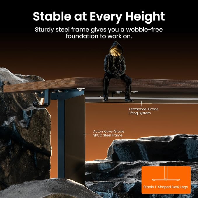 ErGear Height Adjustable Electric Standing Desk, 32 x 19 Inches Sit Stand up Desk, Memory Computer Home Office Desk, Dark Walnut